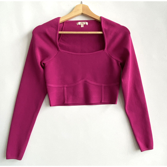 GUESS Zaylee Mirage Top Pink Bandage Crop Top Stretch Size S - Picture 3 of 6